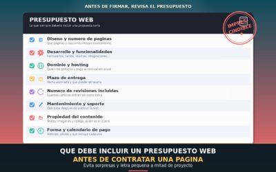 Qué debe incluir un presupuesto web antes de contratar una página